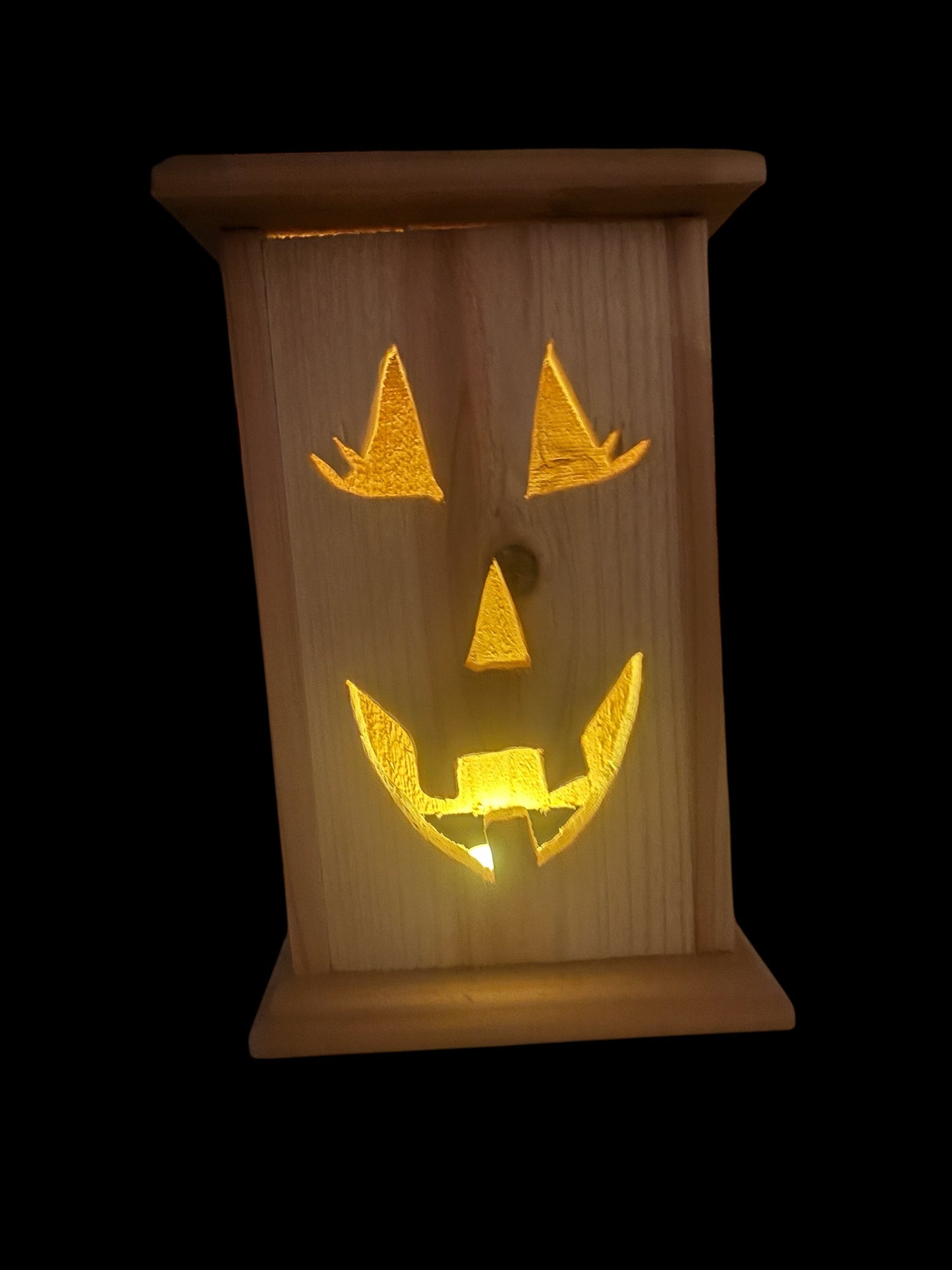 Rustic cedar girl Face Lantern 12" tall 🎃