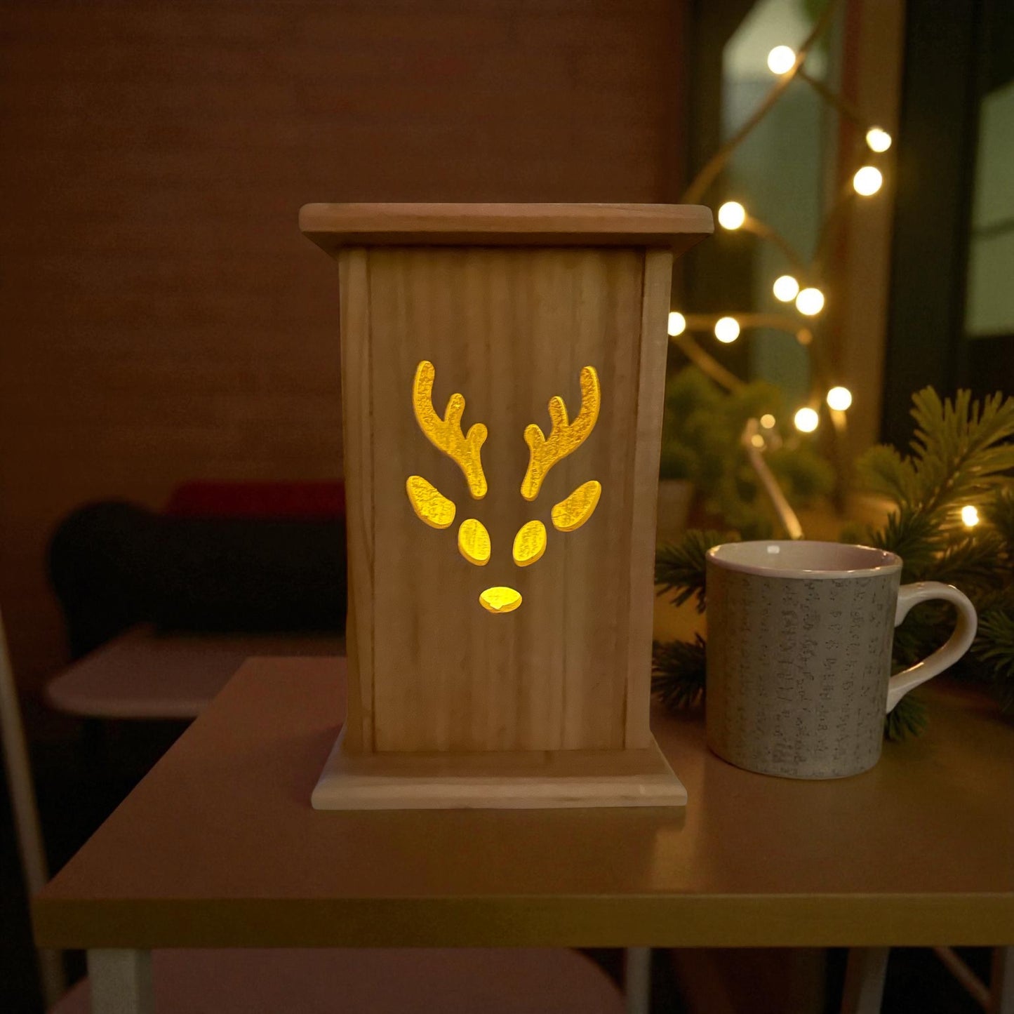 Rustic Cedar Rudolph Wood Lantern 12 " tall