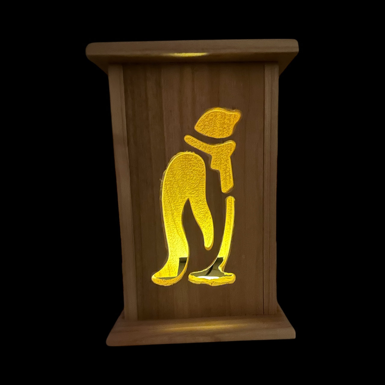 Rustic Cedar Christmas Penguin Wood Lantern 12" tall