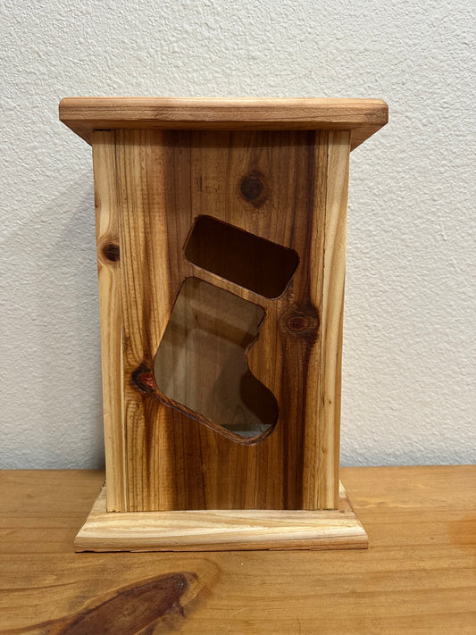 Rustic Cedar Christmas Wood Stocking 12" tall