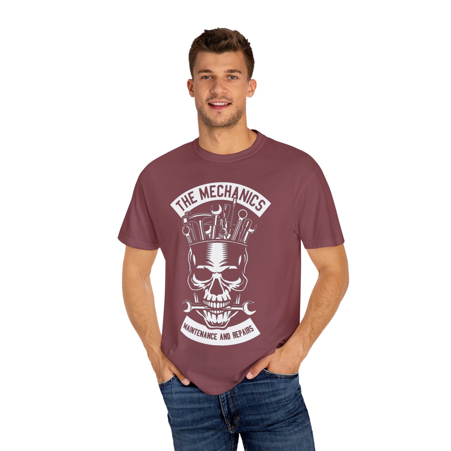Skull Mechanic T-Shirt, Unisex Tee for Auto Enthusiasts, Maintenance Gifts, DIY Lover Apparel, Halloween & Birthday Gift