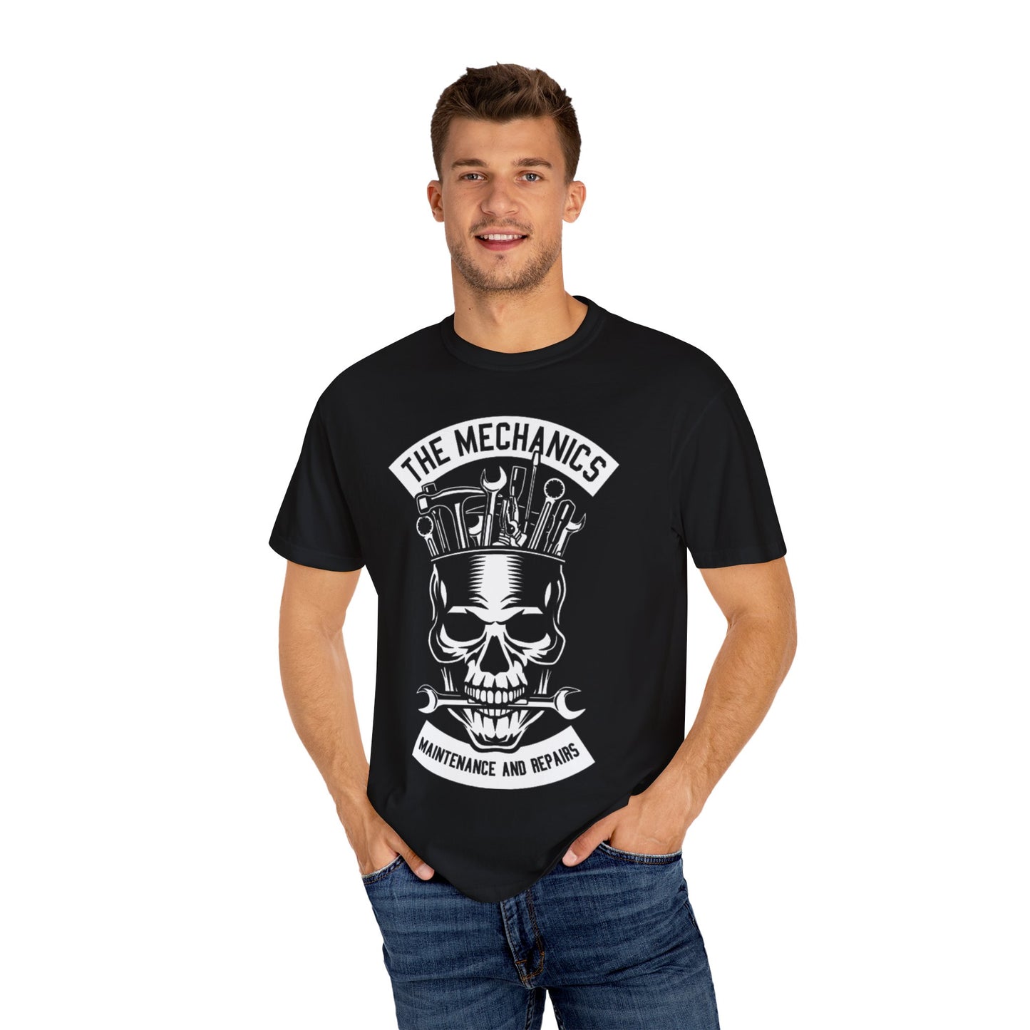 Skull Mechanic T-Shirt, Unisex Tee for Auto Enthusiasts, Maintenance Gifts, DIY Lover Apparel, Halloween & Birthday Gift