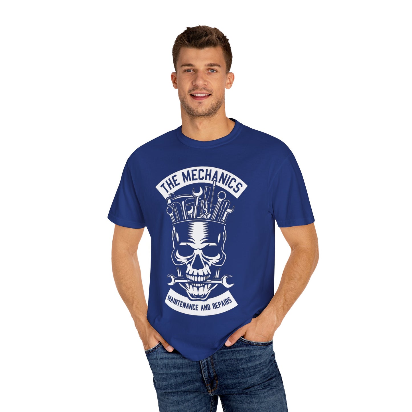 Skull Mechanic T-Shirt, Unisex Tee for Auto Enthusiasts, Maintenance Gifts, DIY Lover Apparel, Halloween & Birthday Gift