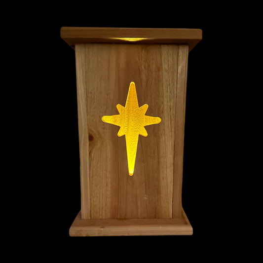 Rustic Cedar North star Wood Lantern 12" tall