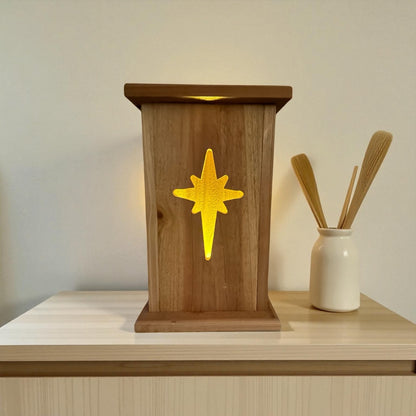 Rustic Cedar North star Wood Lantern 12" tall