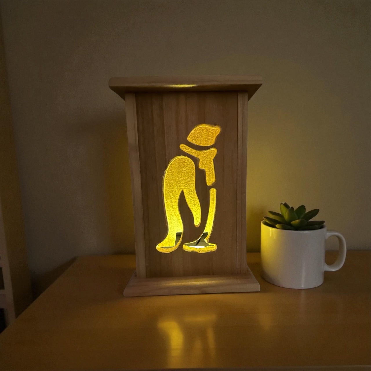 Rustic Cedar Christmas Penguin Wood Lantern 12" tall