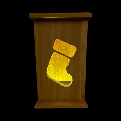 Rustic Cedar Christmas Wood Stocking 12" tall