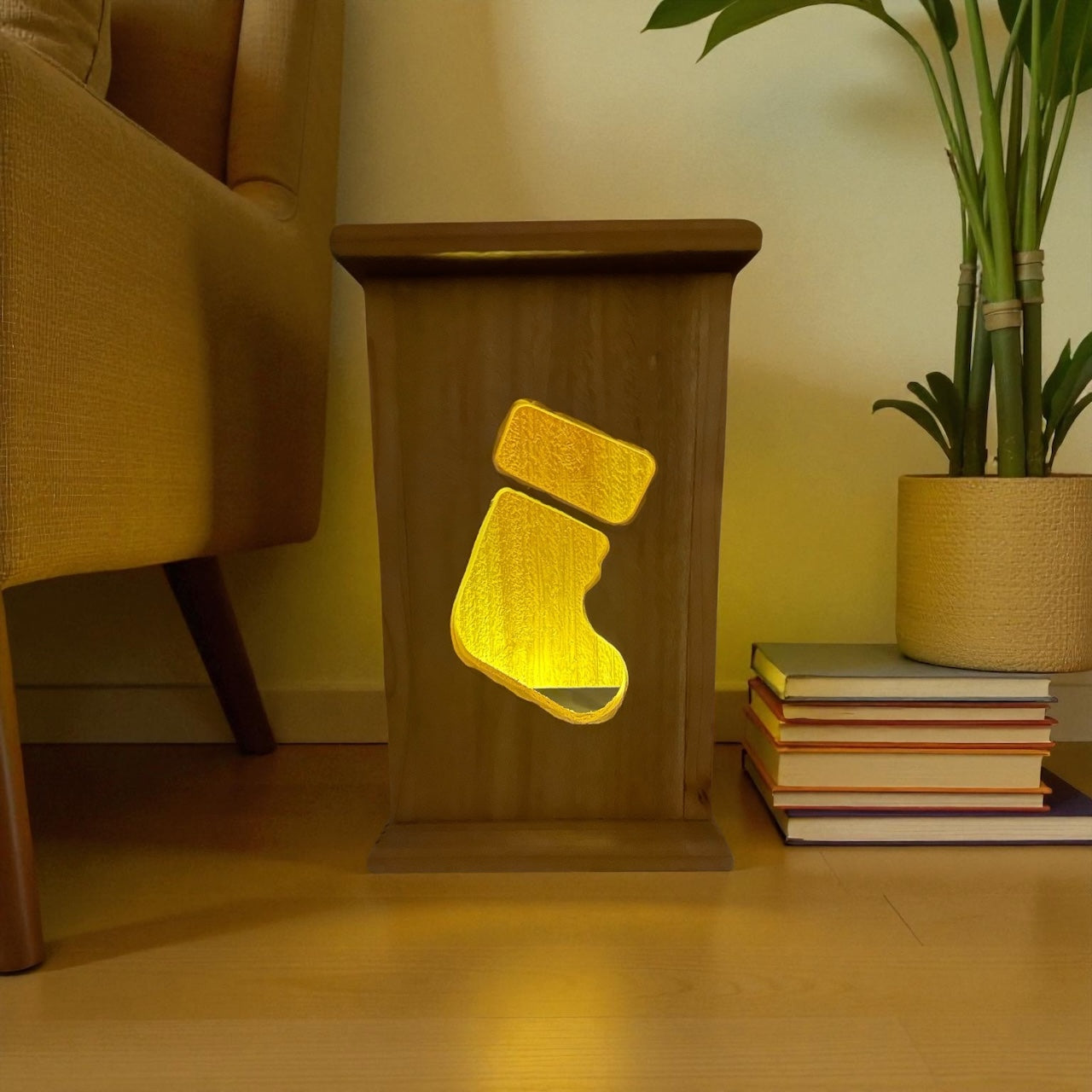 Rustic Cedar Christmas Wood Stocking 12" tall