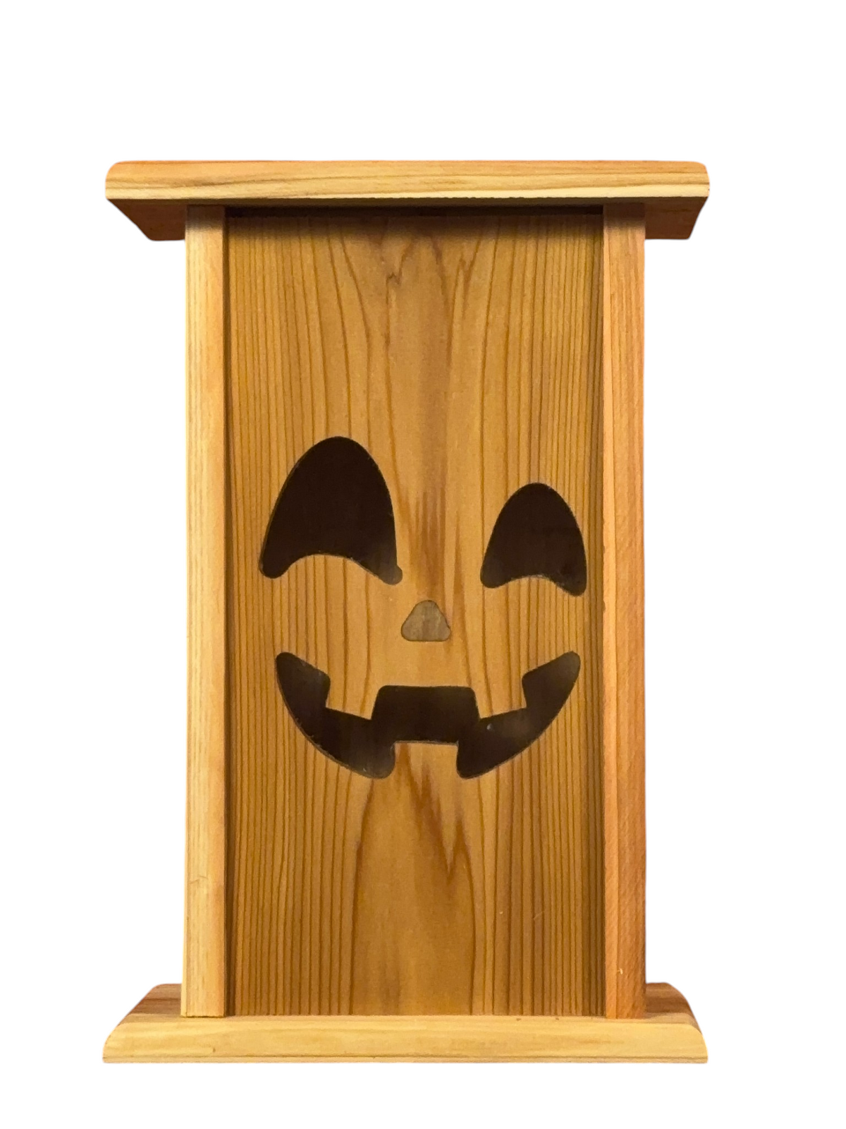Handmade Cedar Halloween Lantern – Happy Jack-O’-Lantern