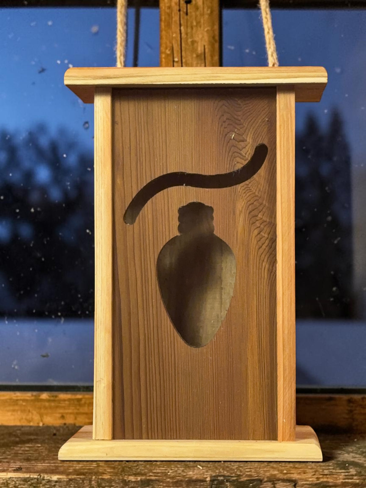 Handmade Cedar Christmas Light Lantern – Interchangeable Face Plate