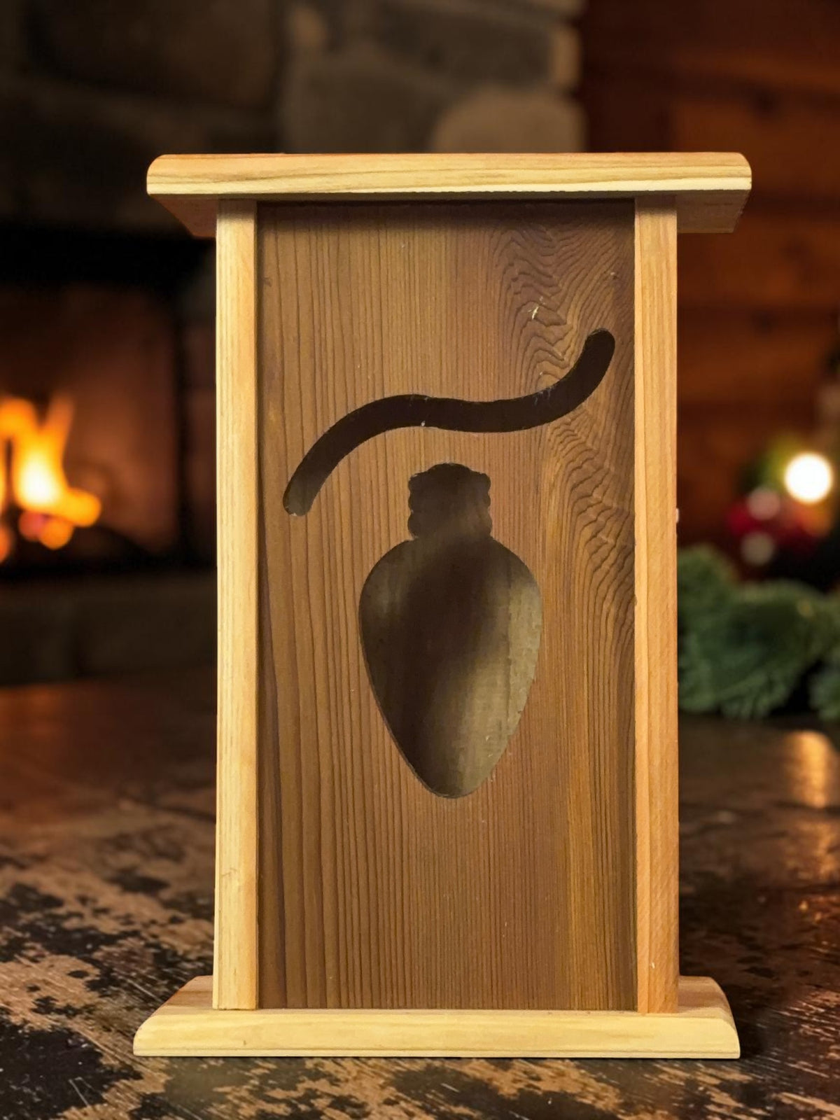 Handmade Cedar Christmas Light Lantern – Interchangeable Face Plate