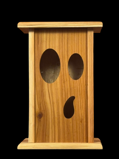 Handmade Cedar Ghost Lantern – Interchangeable Face Plate