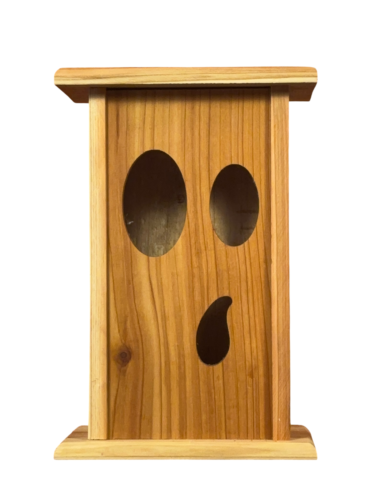 Handmade Cedar Ghost Lantern – Interchangeable Face Plate