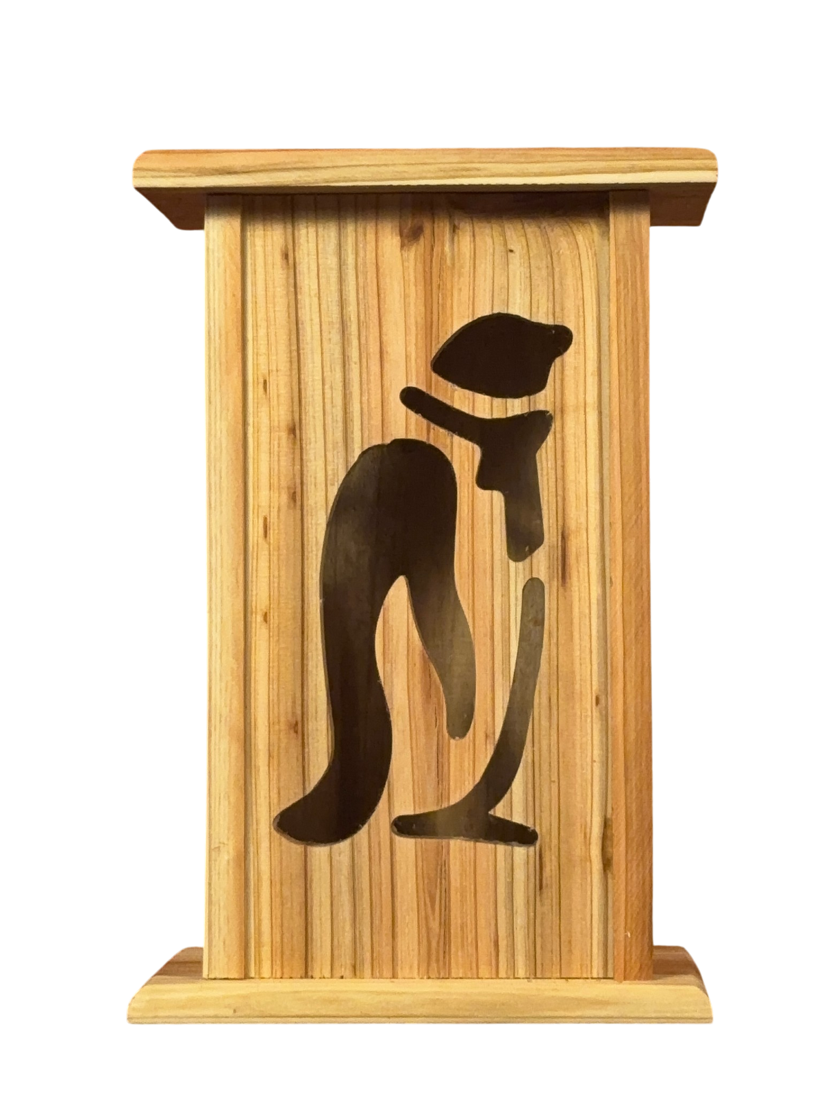 Handmade Cedar Penguin Lantern – Interchangeable Face Plate