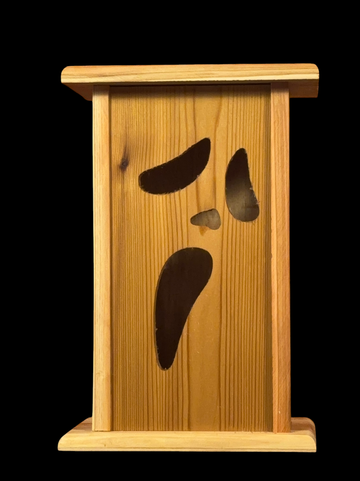 Handmade Cedar Halloween Lantern – Scream Face