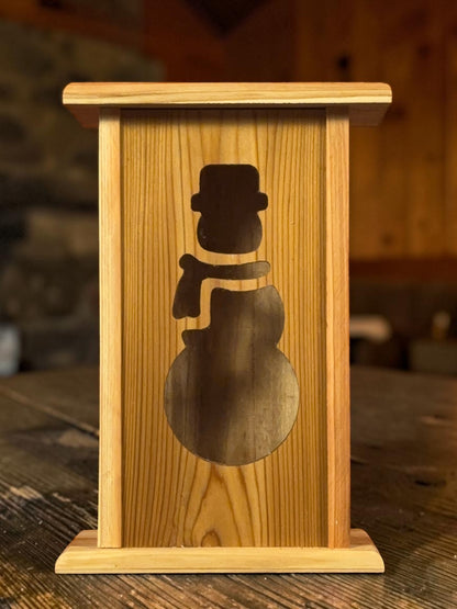 Handmade Cedar Christmas Lantern – Snowman