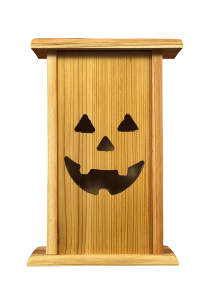 Handmade Cedar Halloween Lantern – Jack-O’-Lantern