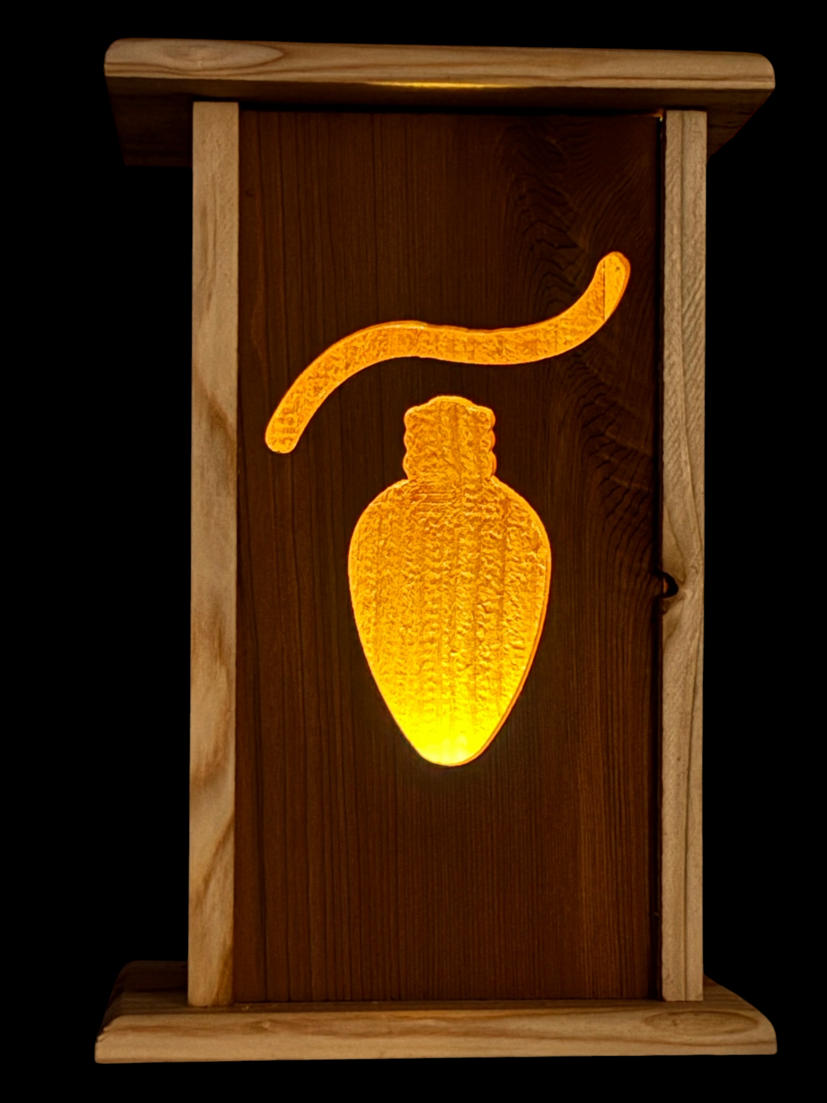 Handmade Cedar Christmas Light Lantern – Interchangeable Face Plate