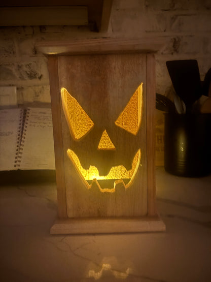 Smiling Rustic Cedar Halloween lantern Free shipping