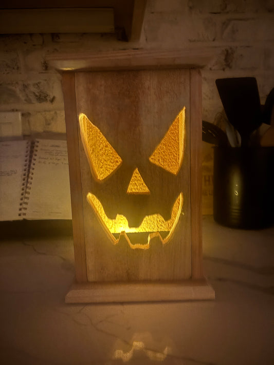 Smiling Rustic Cedar Halloween lantern Free shipping