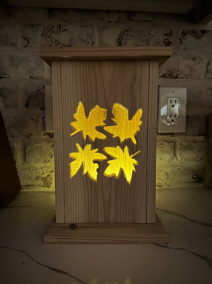 Rustic Cedar Lantern with fall leave design 12" tall 🍂🍁