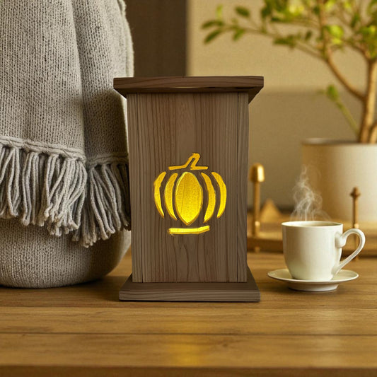 Rustic Cedar lantern with Pumpkin design 12" tall 🎃