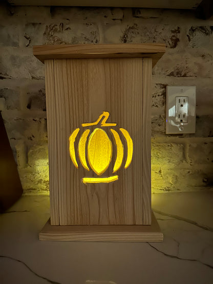 Rustic Cedar lantern with Pumpkin design 12" tall 🎃