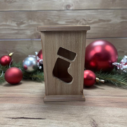 Rustic Cedar Christmas Wood Stocking 12" tall