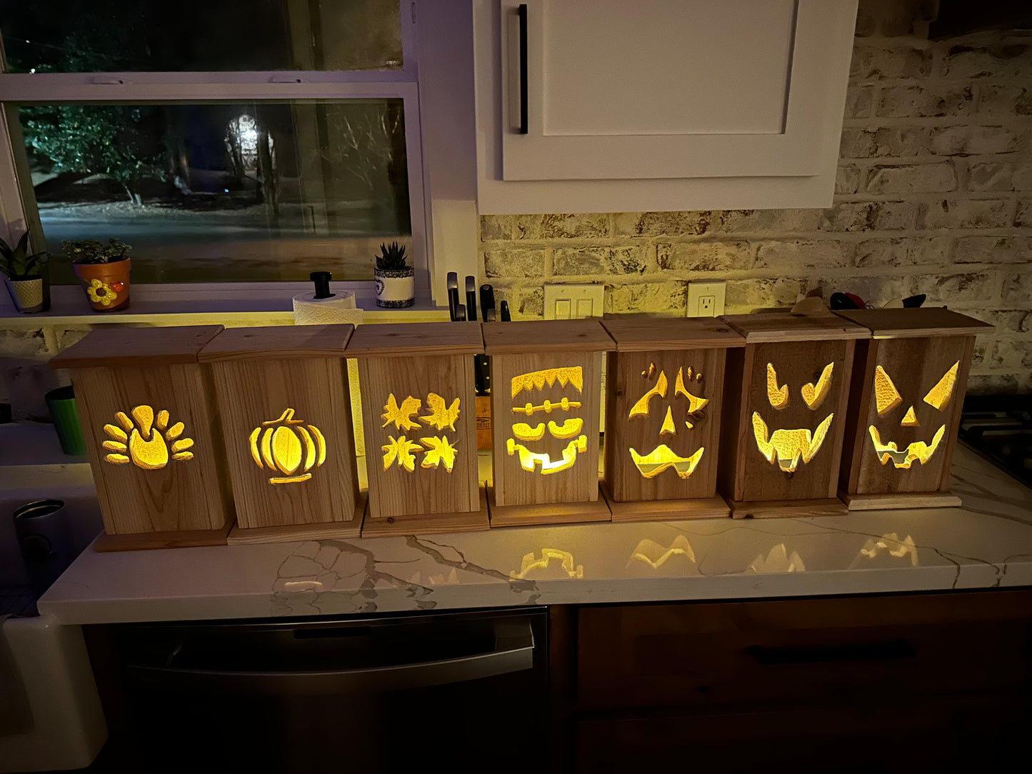 Rustic Cedar Lantern with fall leave design 12" tall 🍂🍁