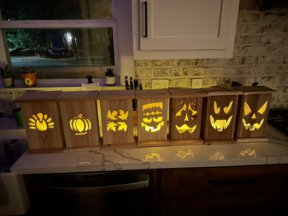 Rustic Cedar Lantern with fall leave design 12" tall 🍂🍁