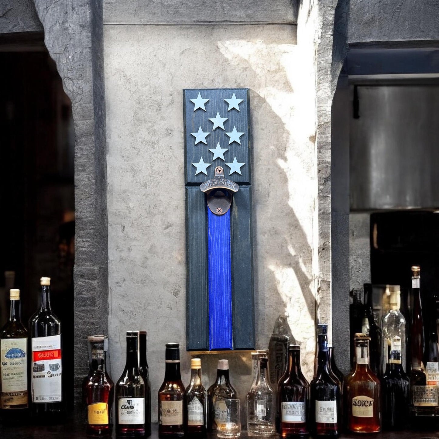 BLUE LINE FLAG BOTTLE OPENER