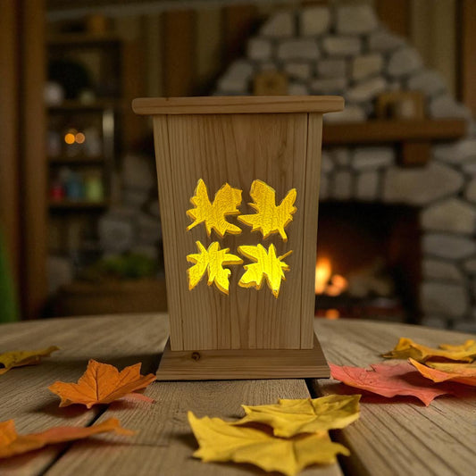 Rustic Cedar Lantern with fall leave design 12" tall 🍂🍁