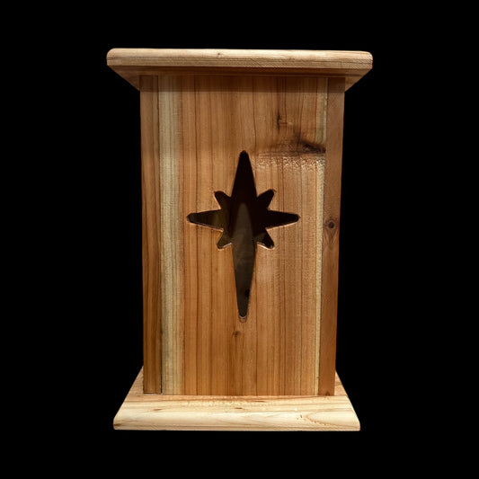 Rustic Cedar North star Wood Lantern 12" tall