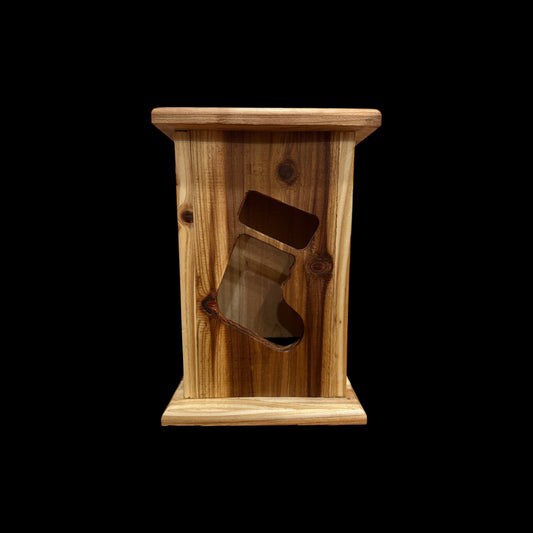Rustic Cedar Christmas Wood Stocking 12" tall