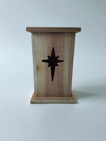 Rustic Cedar North star Wood Lantern 12" tall