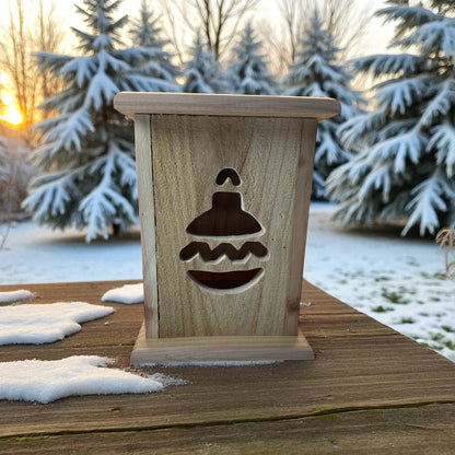 Rustic Cedar Christmas Ornament Wood Lantern 12" tall