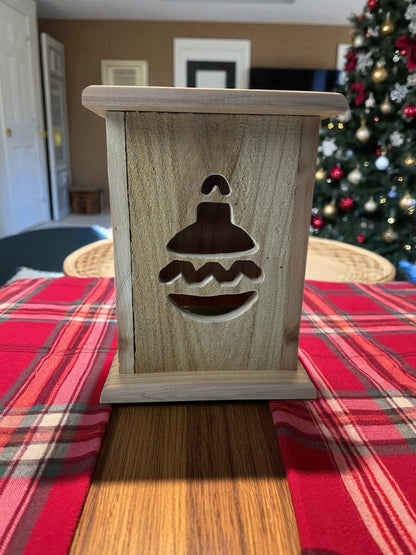 Rustic Cedar Christmas Ornament Wood Lantern 12" tall