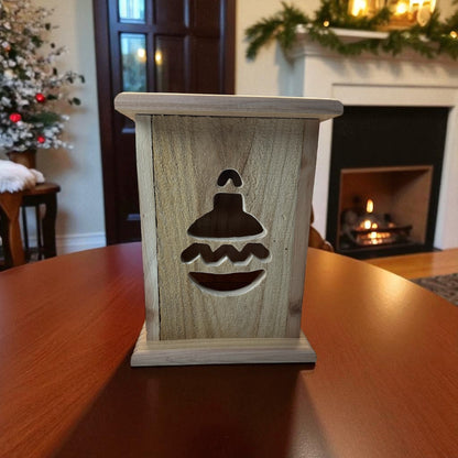 Rustic Cedar Christmas Ornament Wood Lantern 12" tall
