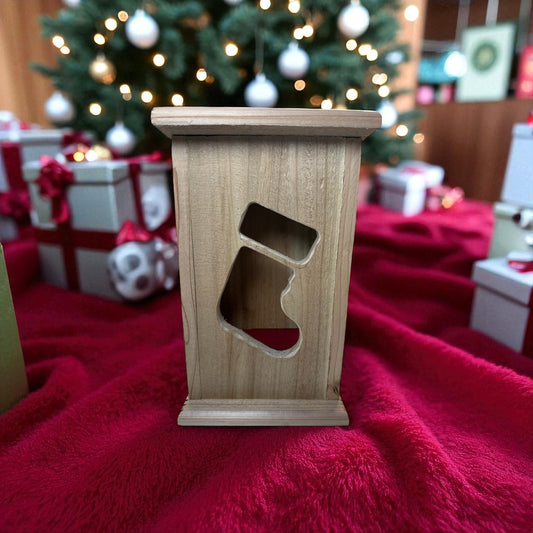 Rustic Cedar Christmas Wood Stocking 12" tall